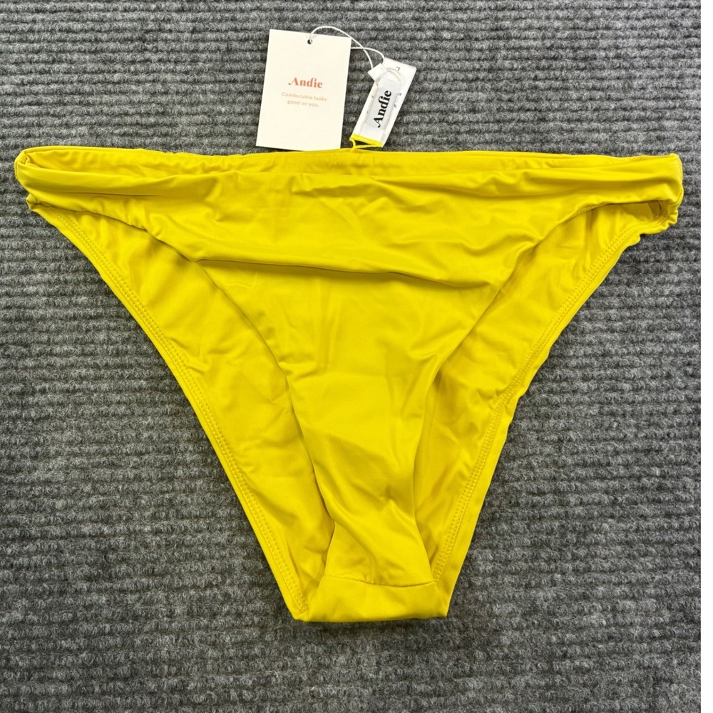 Andie Swim The Cheeky Bottom Yellow Green Bikini Separates AB398 Size Large